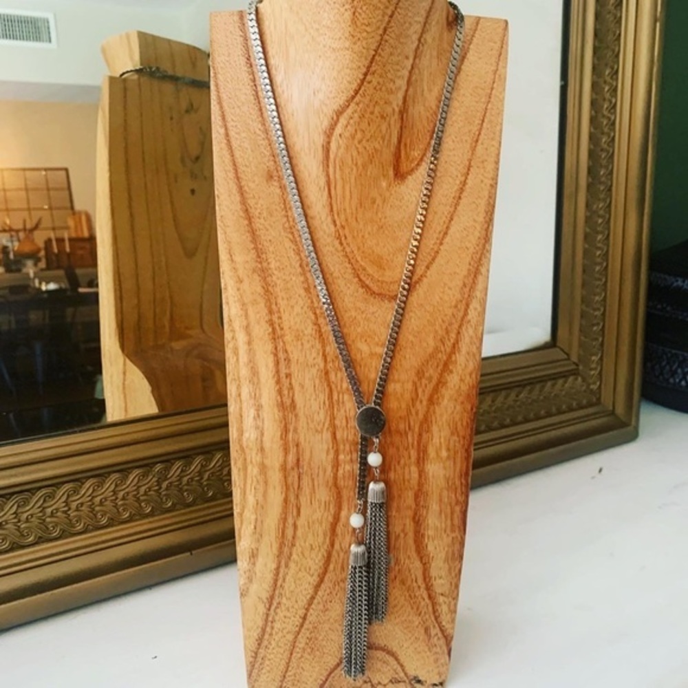 VINTAGE METAL TASSEL CHAIN NECKLACE